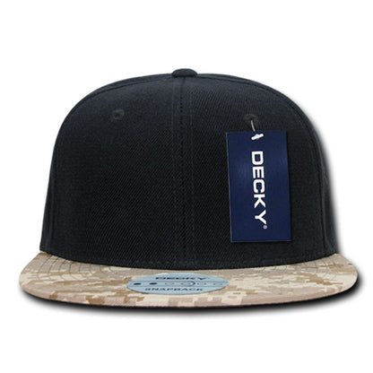 Decky 356 Camouflage Skin Flat Bill Hats High Profile 6 Panel Snapback Caps Wholesale