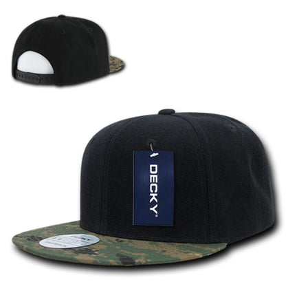 Decky 356 Camouflage Skin Flat Bill Hats High Profile 6 Panel Snapback Caps Wholesale