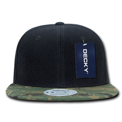 Decky 356 Camouflage Skin Flat Bill Hats High Profile 6 Panel Snapback Caps Wholesale