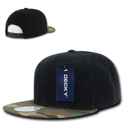 Decky 356 Camouflage Skin Flat Bill Hats High Profile 6 Panel Snapback Caps Wholesale