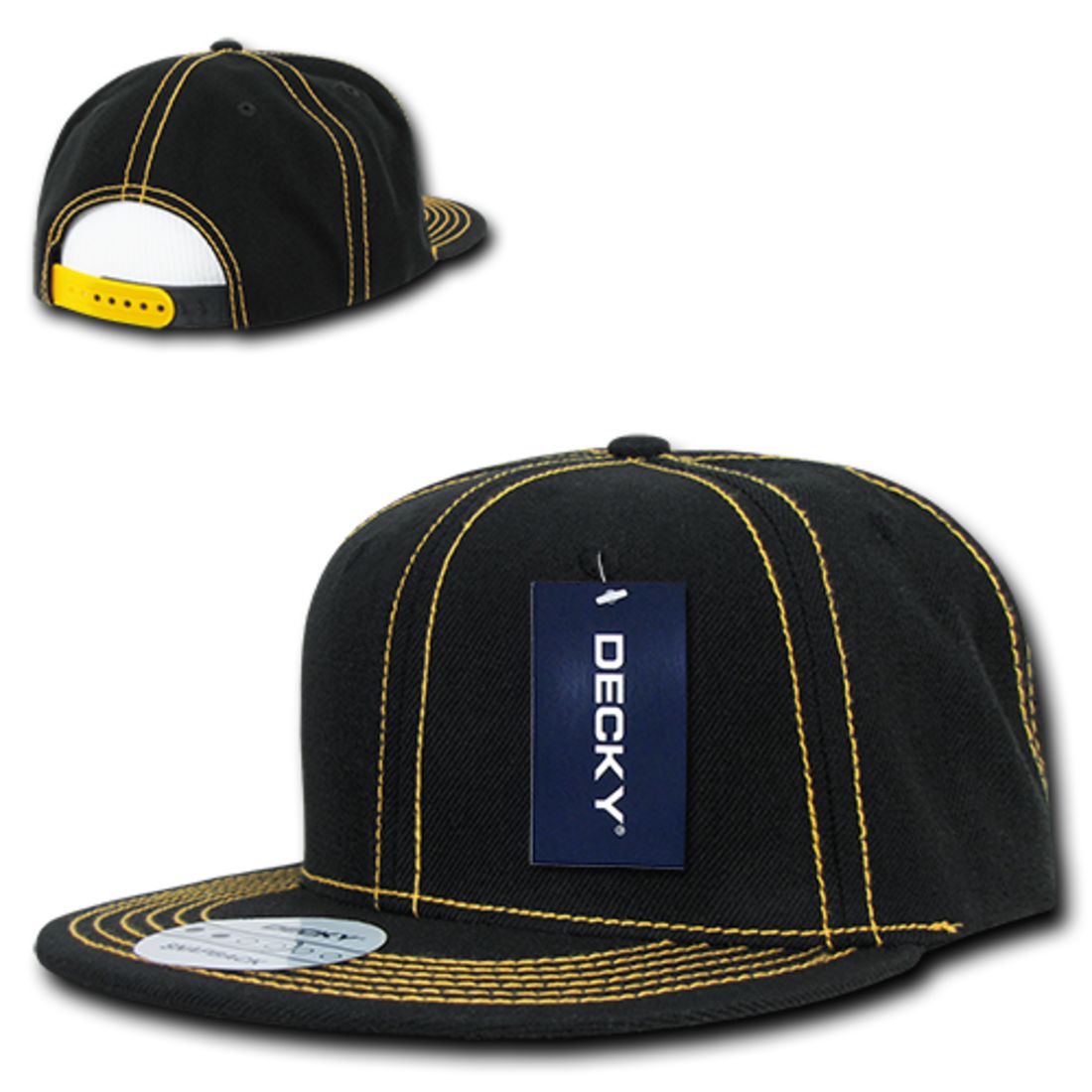 Decky 358 Contrast Stitch Snapback Hats High Profile 6 Panel Flat Bill Baseball Caps Wholesale