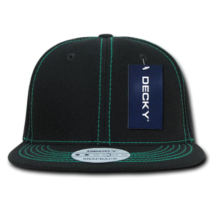 Decky 358 Contrast Stitch Snapback Hats High Profile 6 Panel Flat Bill Baseball Caps Wholesale