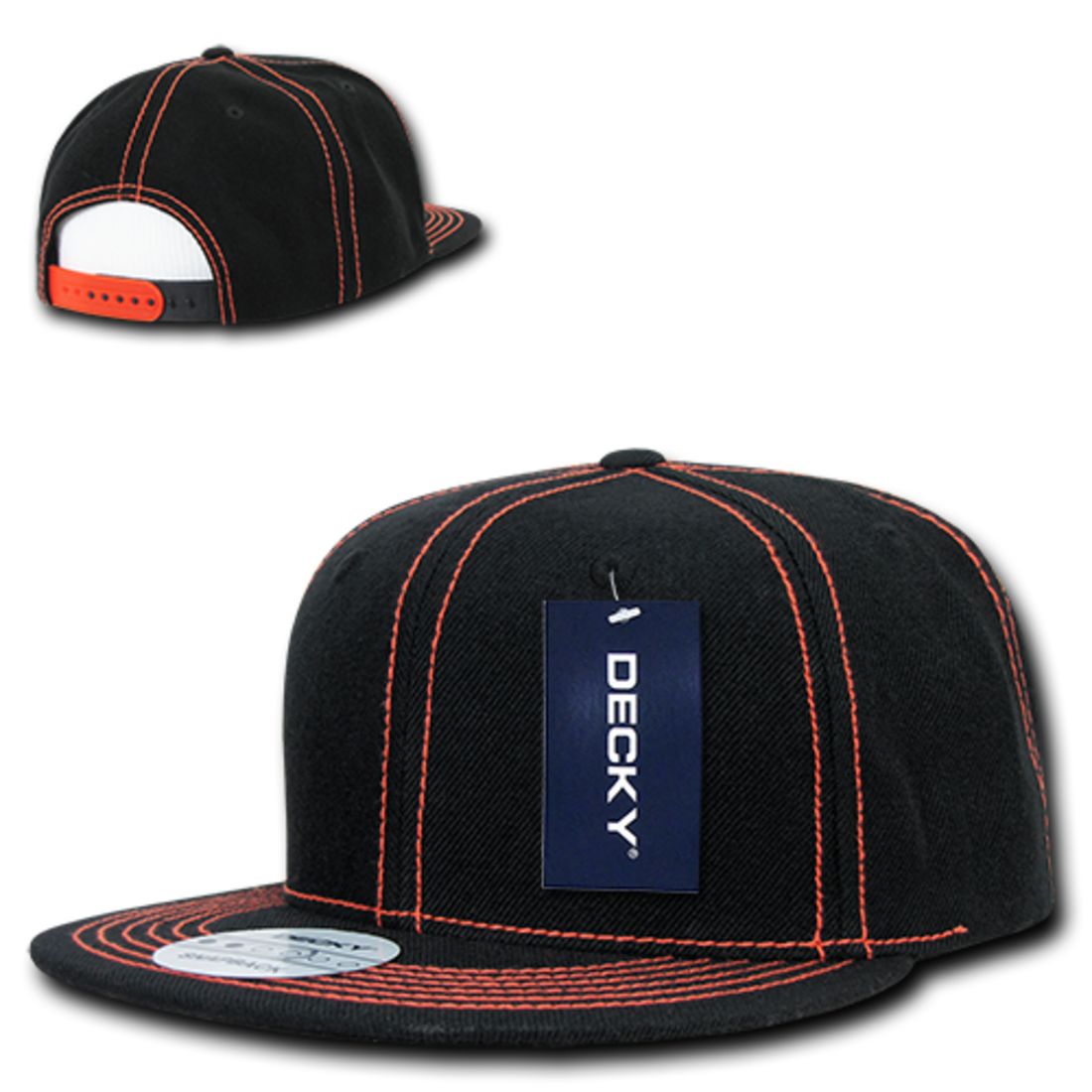 Decky 358 Contrast Stitch Snapback Hats High Profile 6 Panel Flat Bill Baseball Caps Wholesale