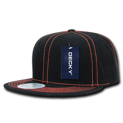 Decky 358 Contrast Stitch Snapback Hats High Profile 6 Panel Flat Bill Baseball Caps Wholesale