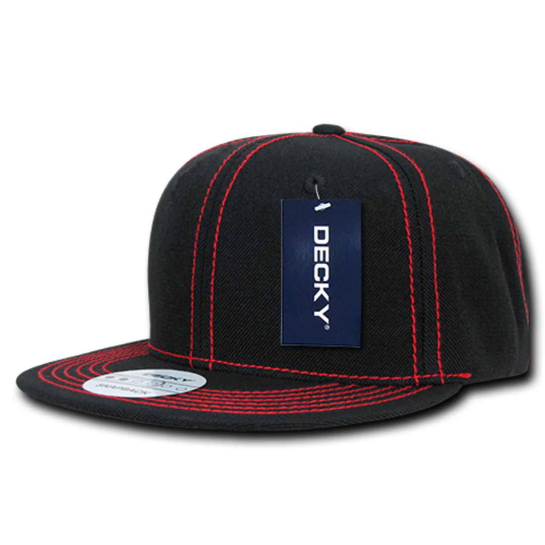 Decky 358 Contrast Stitch Snapback Hats High Profile 6 Panel Flat Bill Baseball Caps Wholesale