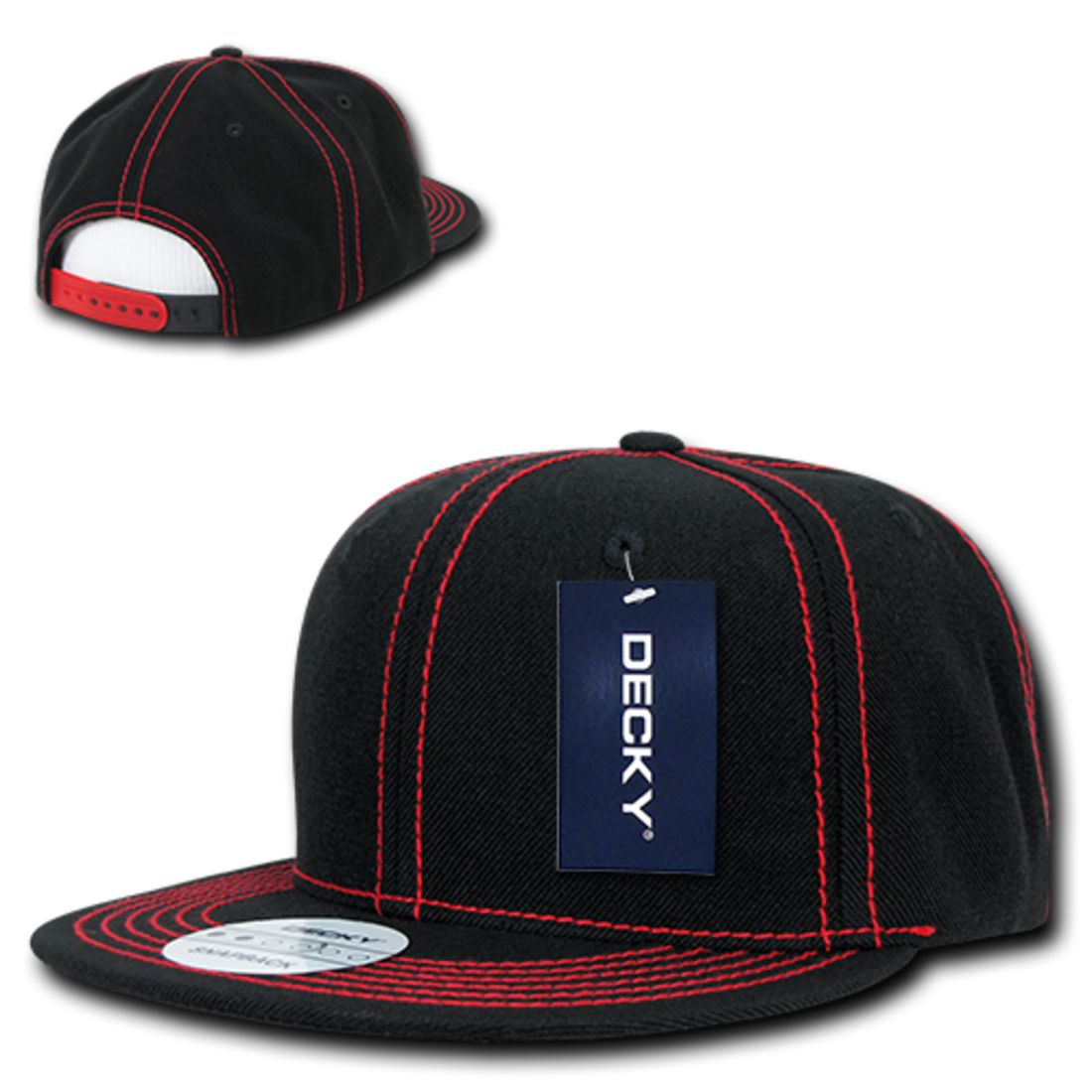 Decky 358 Contrast Stitch Snapback Hats High Profile 6 Panel Flat Bill Baseball Caps Wholesale