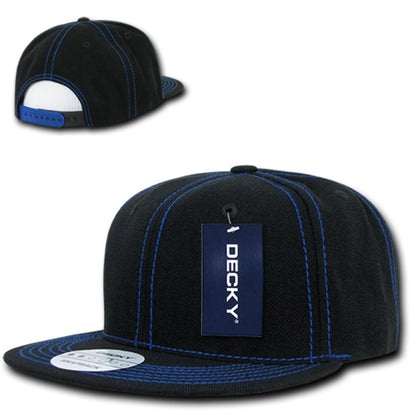 Decky 358 Contrast Stitch Snapback Hats High Profile 6 Panel Flat Bill Baseball Caps Wholesale