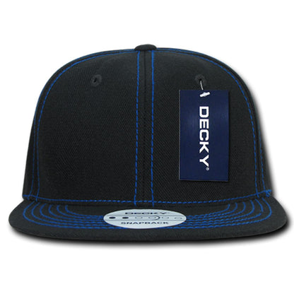 Decky 358 Contrast Stitch Snapback Hats High Profile 6 Panel Flat Bill Baseball Caps Wholesale