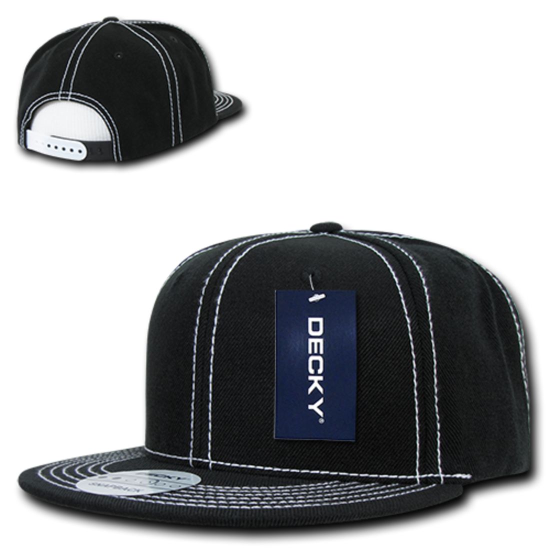 Decky 358 Contrast Stitch Snapback Hats High Profile 6 Panel Flat Bill Baseball Caps Wholesale