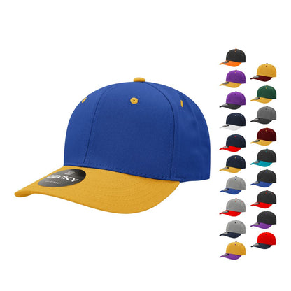 Decky 4001 Pro Twill Cotton Mid Profile Hats 6 Panel Curved Bill Baseball Caps