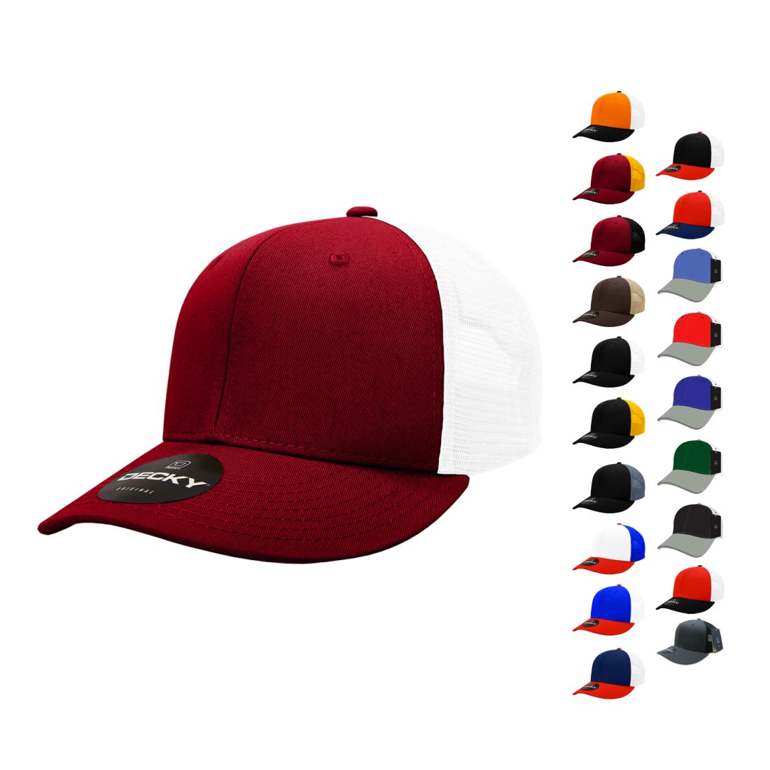 Decky 4006 Mid Profile Structured Trucker Hats 6 Panel Snapback Caps Cotton