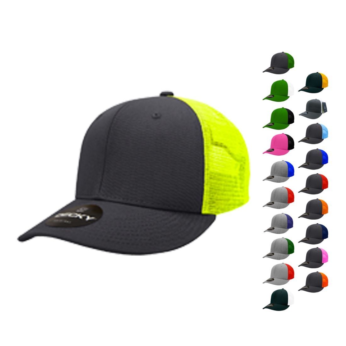 Decky 4006 Mid Profile Structured Trucker Hats 6 Panel Snapback Caps Cotton