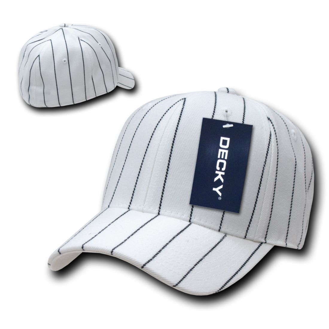 Decky 403 Pin Striped Fitted High Profile Hats 6 Panel Curved Bill Baseball Caps