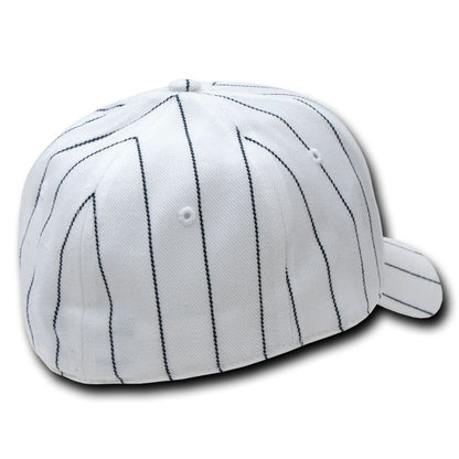 Decky 403 Pin Striped Fitted High Profile Hats 6 Panel Curved Bill Baseball Caps