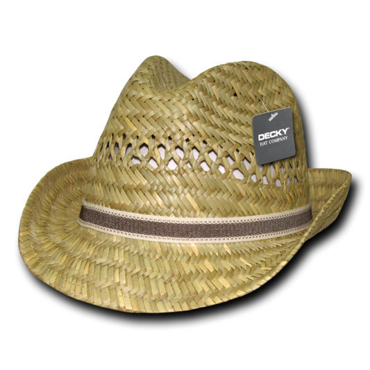 Decky 531 Mat Straw Woven Fedora Hats Panama Caps Two Tone Hatband Wholesale - Arclight Wholesale