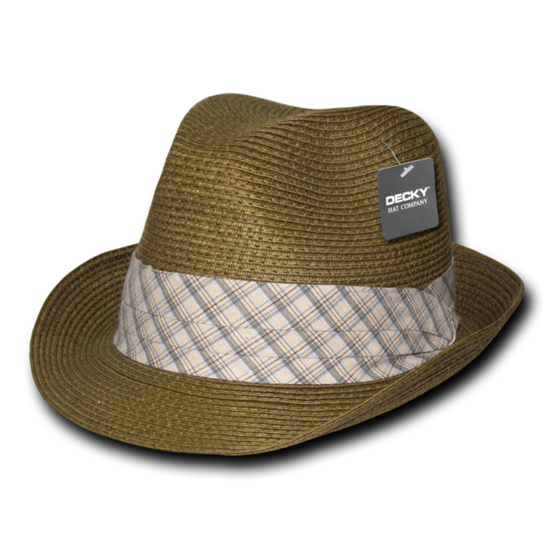 Decky 533 Paper Braid Woven Fedora Hats Panana Hat Caps Plaid Hatband Brown Wholesale