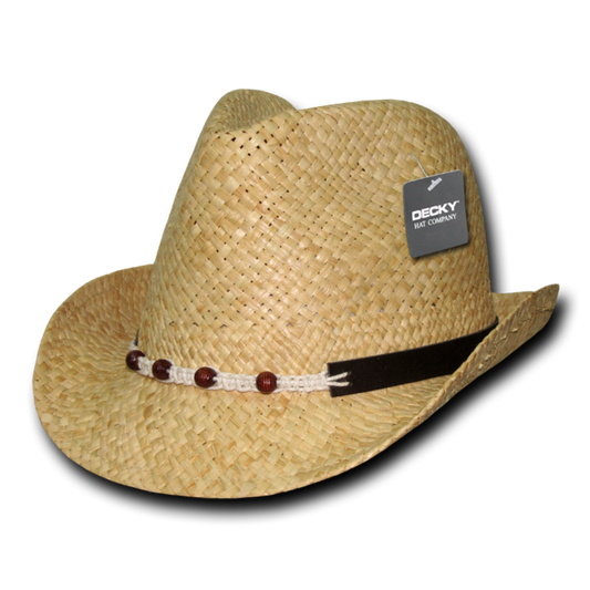 Decky 537 Raffia Straw Woven Fedora Hats Panama Sun Caps Braided Rope Bead Wholesale - Arclight Wholesale