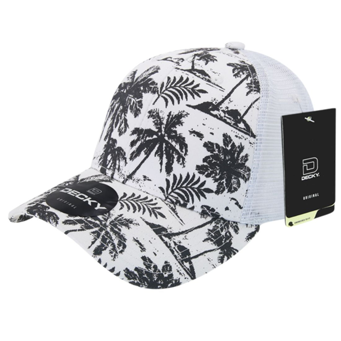 Decky 6000 Tropical Hawaiian Trucker Hats Low Profile 6 Panel Curved Bill Caps Wholesale