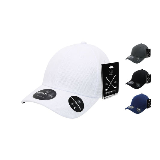 Decky 6102 Pique Low Crow Flex Caps Golf Sports Hats 6 Panel Curved Bill - Arclight Wholesale