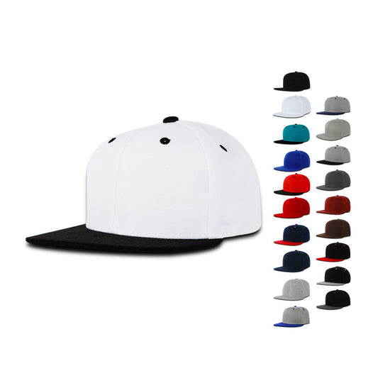 Decky 7011 Kids Youth Snapback Hats 6 Panel High Profile Flat Bill Caps Structured - Arclight Wholesale