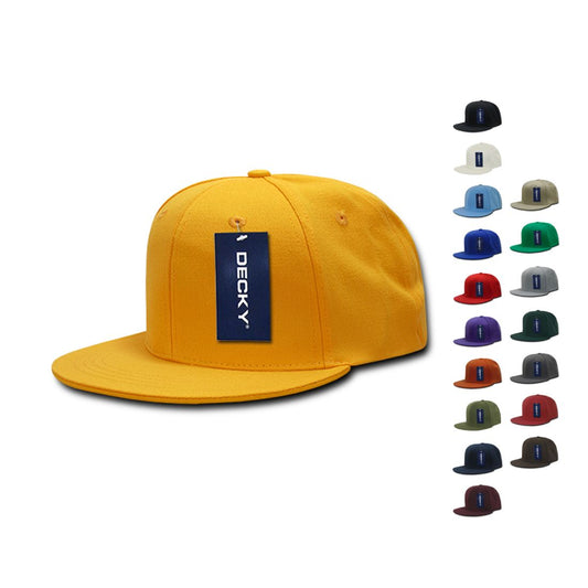 Decky 873 Flex Fitted Baseball Hats High Crown 6 Panel Flat Bill Stretch Caps  - Arclight Wholesale