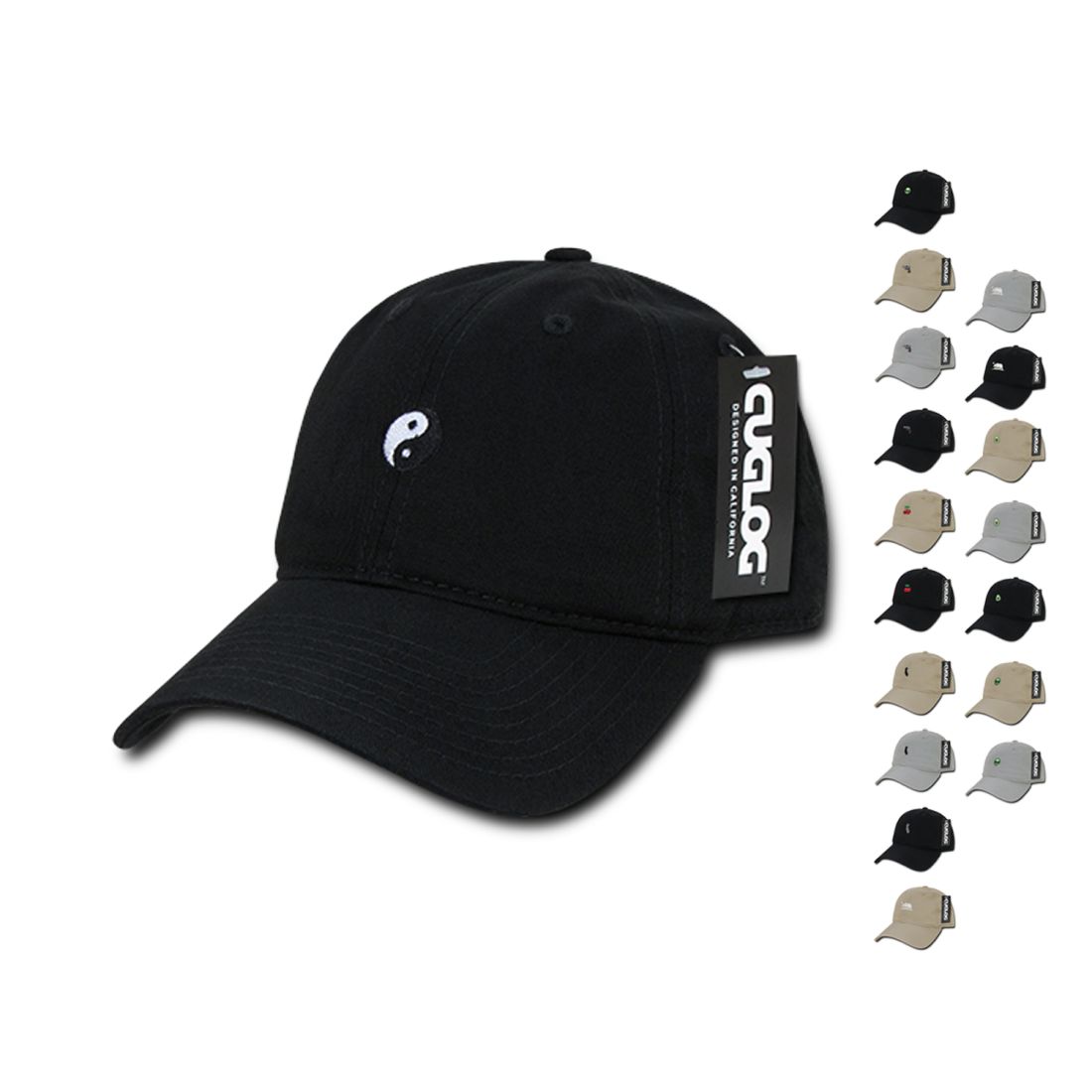 Cuglog C03 Washed Cotton Embroidered Polo Baseball Hats Low Profile 6 Panel Dad Caps