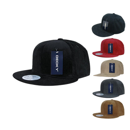 Decky 1076 High Profile Corduroy Snapback Hats Retro 6 Panel Baseball Caps
