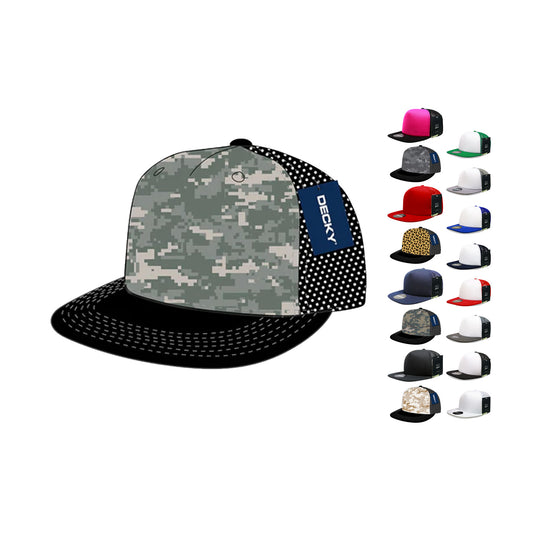 Decky 1080 High Profile Foam Trucker Snapback Hats 5 Panel Flat Bill Caps - Arclight Wholesale