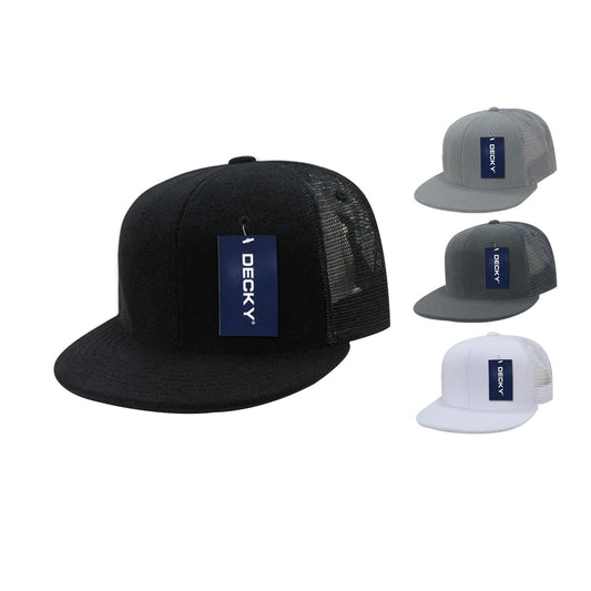 Decky 1081 High Profile Terry Trucker Snapback Hats 6 Panel Flat Bill Caps - Star Hats & Embroidery