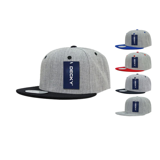 Decky 1092 Two Tone High Profile Snapback Hats 6 Panel Flat Bill Caps - Star Hats & Embroidery