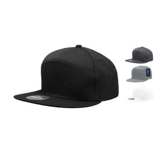 Decky 1098 High Profile Snapback Hats 7 Panel Flat Bill Baseball Caps Cotton - Arclight Wholesale