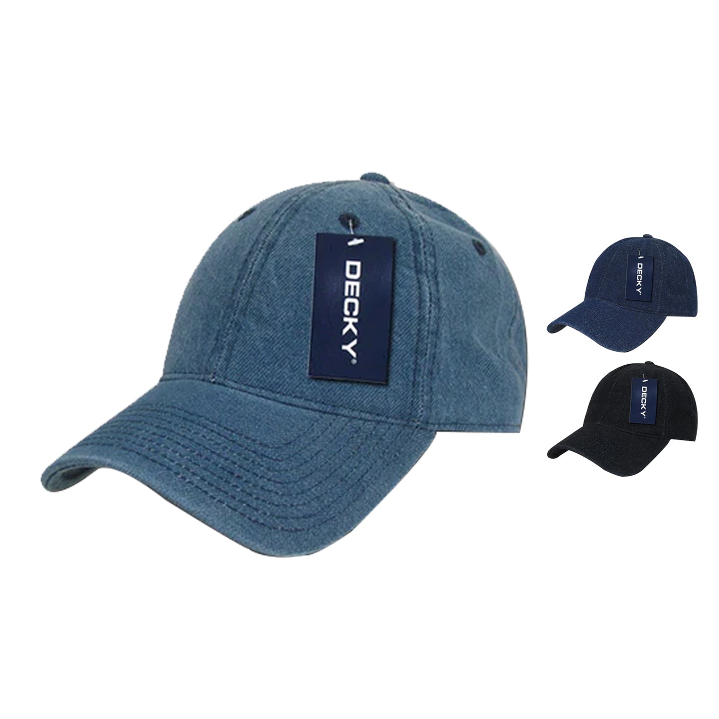 Decky 235 Relaxed Heavy Duty Denim Hats Low Crown 6 Panel Baseball Caps