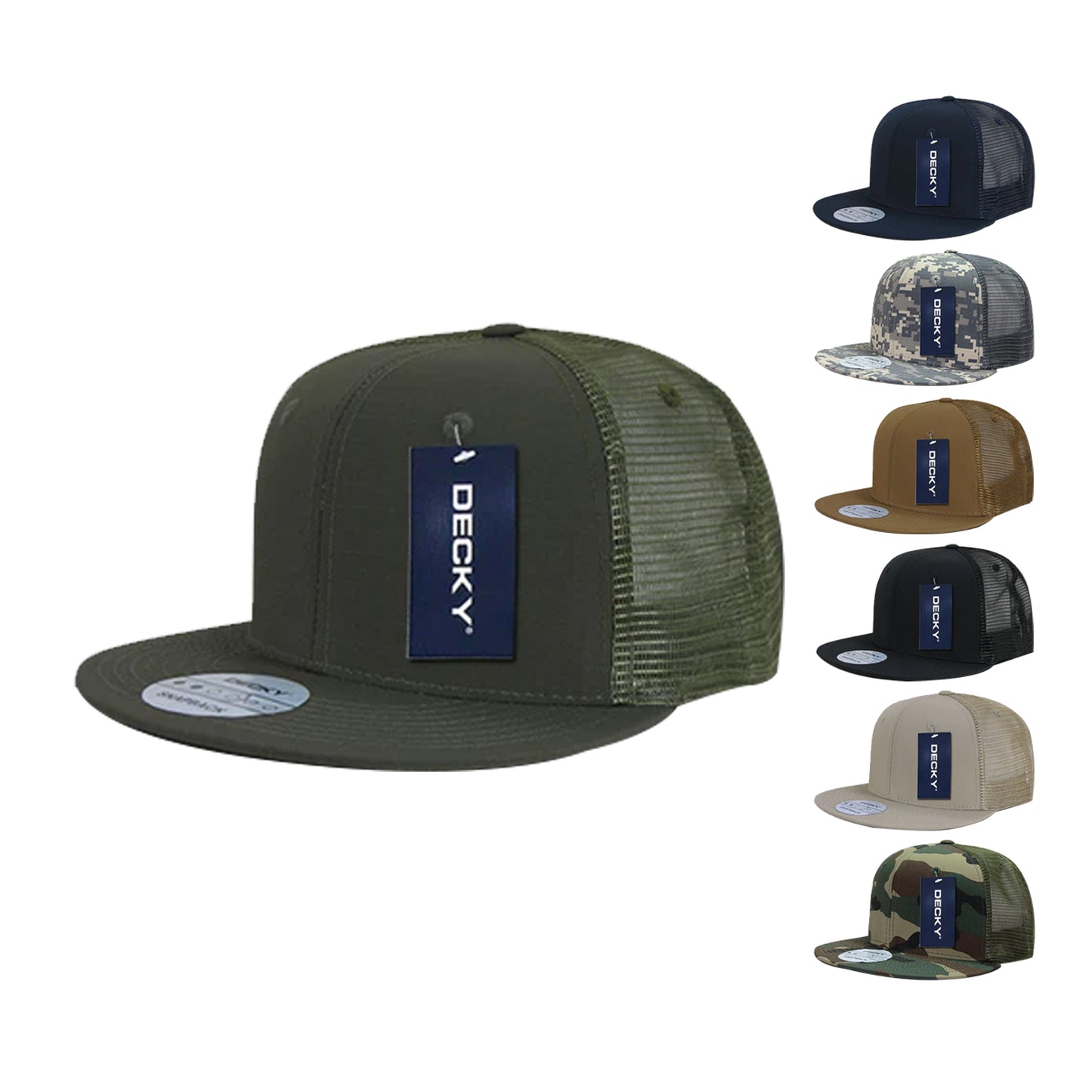 Decky 241 Ripstop Trucker Hats High Profile 6 Panel Flat Bill Baseball Caps