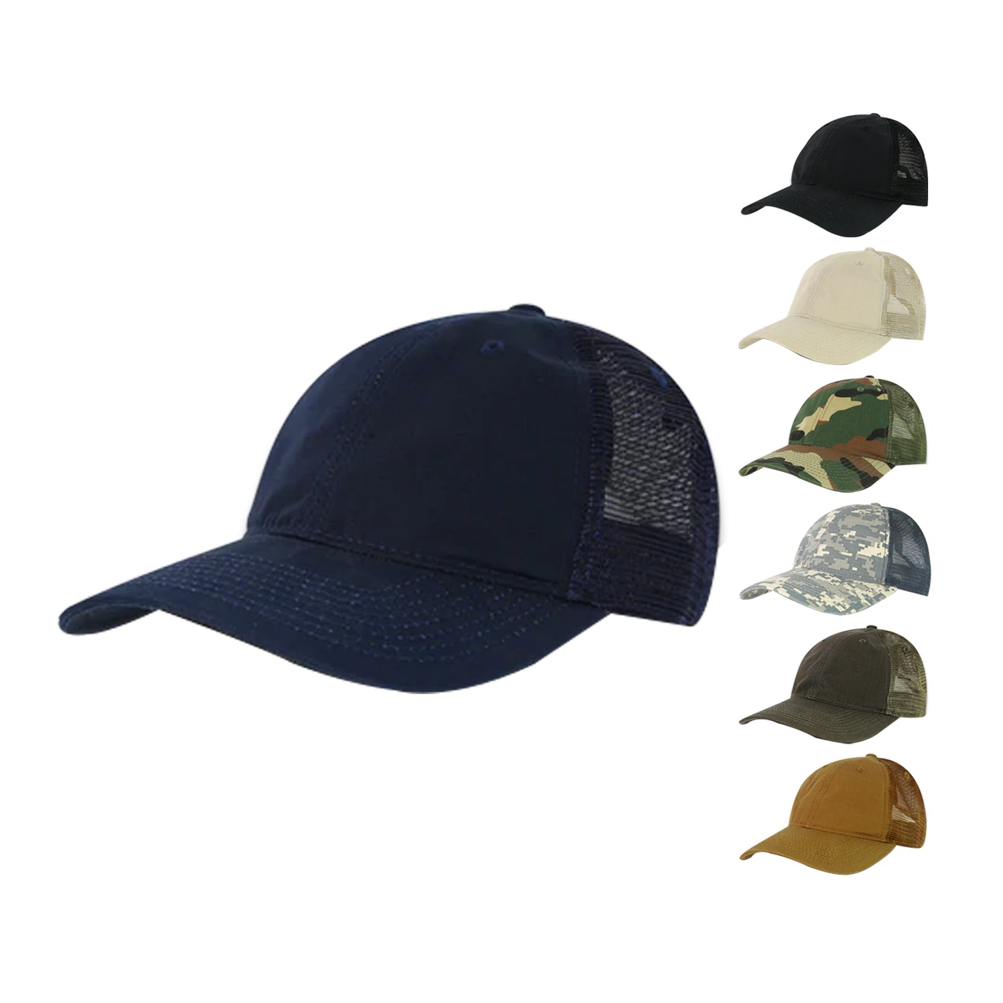 Decky 3016 Relaxed Ripstop Trucker Hats Low Crown Baseball Snapback Caps