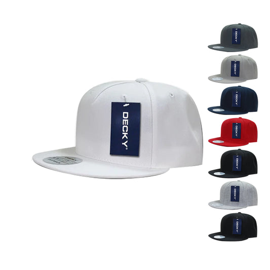 Decky 333 High Profile Structured Hats 5 Panel Flat Bill Snapback Baseball Caps - Star Hats & Embroidery