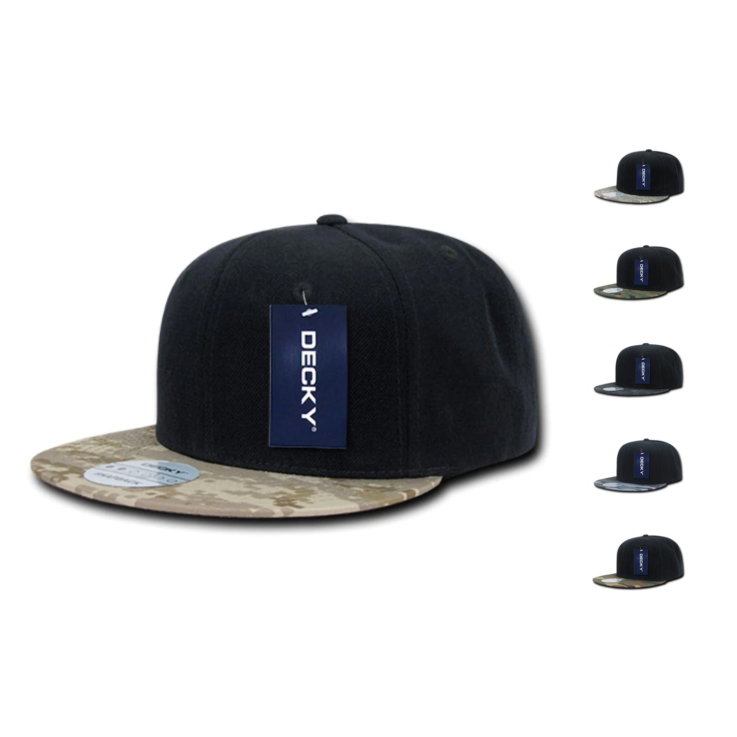 Decky 356 Camouflage Skin Flat Bill Hats High Profile 6 Panel Snapback Caps