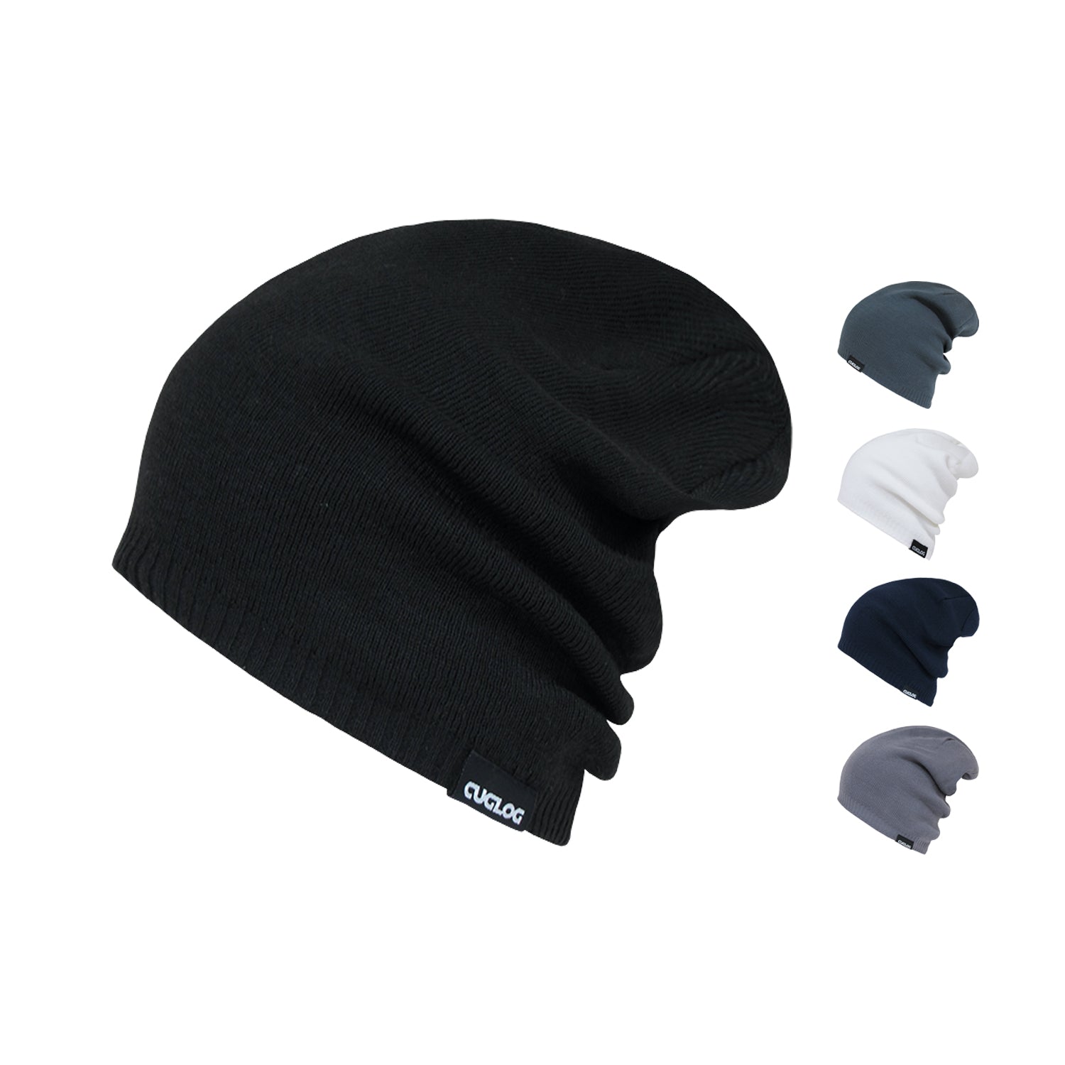 Cuglog K018 Long Slouch Ribbed Knit Beanies Hats Baggy Winter Skater Ski Caps