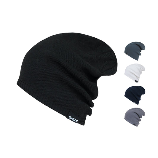 Cuglog K018 Long Slouch Ribbed Knit Beanies Hats Baggy Winter Skater Ski Caps - Star Hats & Embroidery