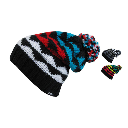 Cuglog K023 Long Cuffed K2 Slouch Knit Pom Pom Beanies Hats Winter Ski Caps - Star Hats & Embroidery