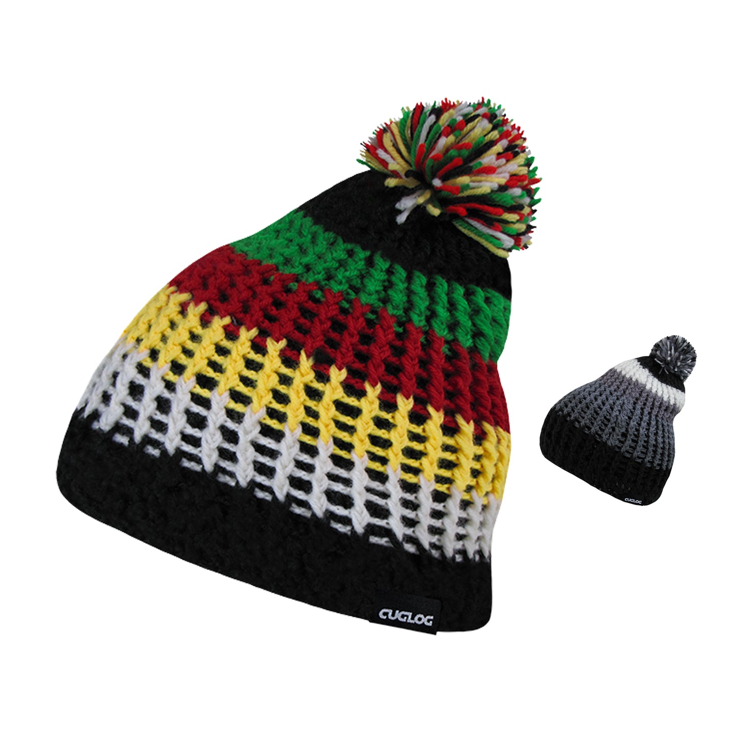 Cuglog K024 Matterhorn Rugged Long Knit Pom Pom Beanies Hats Thick Winter Ski Caps