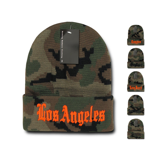 Nothing Nowhere N22 Camo City Cuffed Long Beanies Hats Winter Warm Ski Skull Caps - Arclight Wholesale