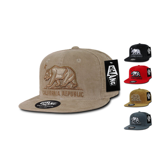 Whang W76 Cali Republic Corduroy Monster Bear Snapback Hats 6 Panel Flat Bill Caps - Arclight Wholesale