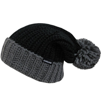 Cuglog K030 Rainier Two Tone Cuffed Knit Pom Pom Beanies Hats Winter Ski Caps