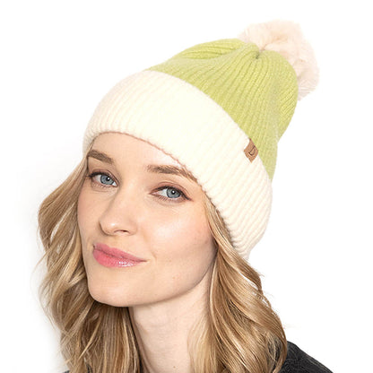 Empire Cove Winter Ribbed Knit Beanie with Faux Fur Pom Pom Hats Gifts for Her