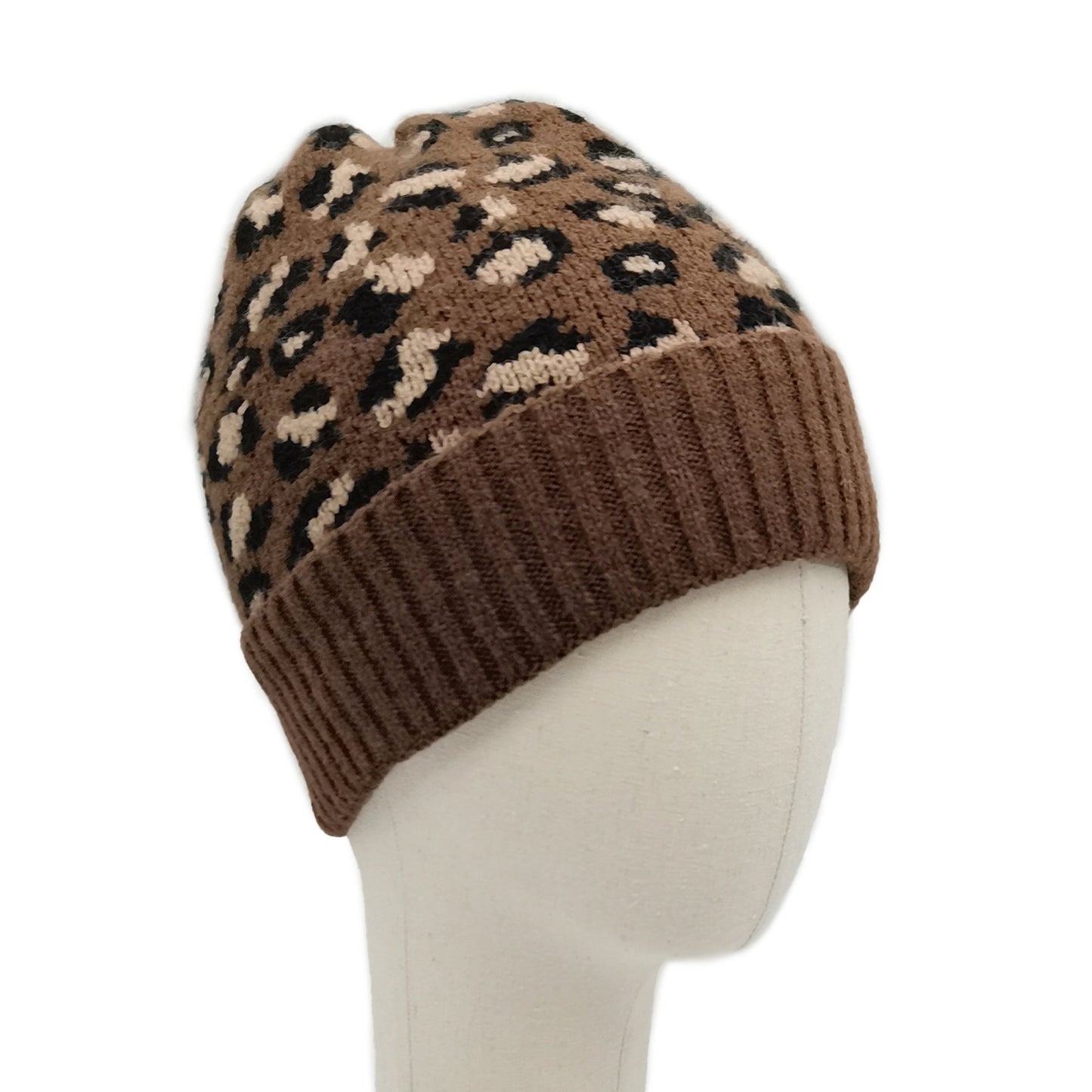 Empire Cove Winter Set Knit Ribbed Leopard Cuff Beanie and Touch Screen Gloves Gift Set