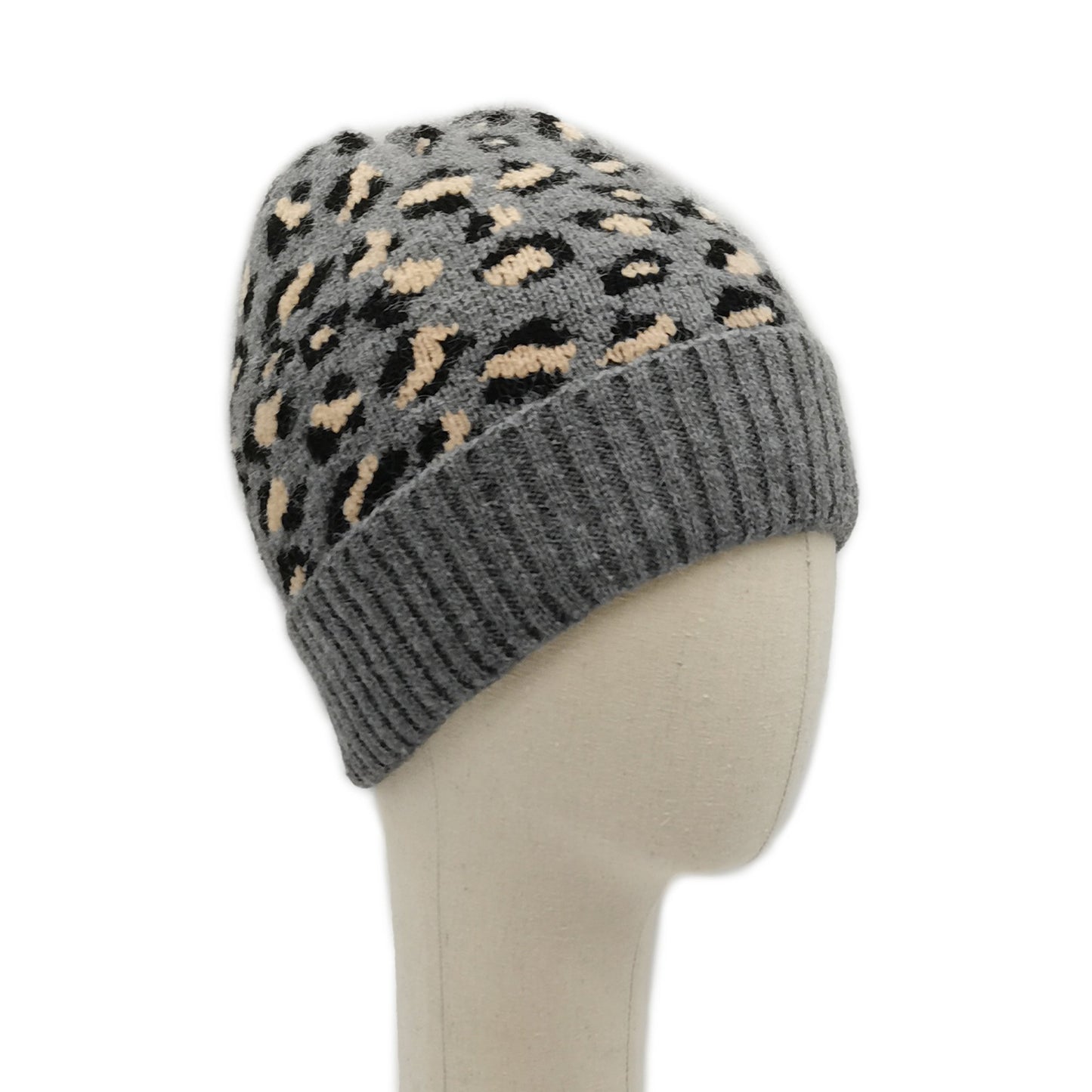 Empire Cove Winter Set Knit Ribbed Leopard Cuff Beanie and Touch Screen Gloves Gift Set