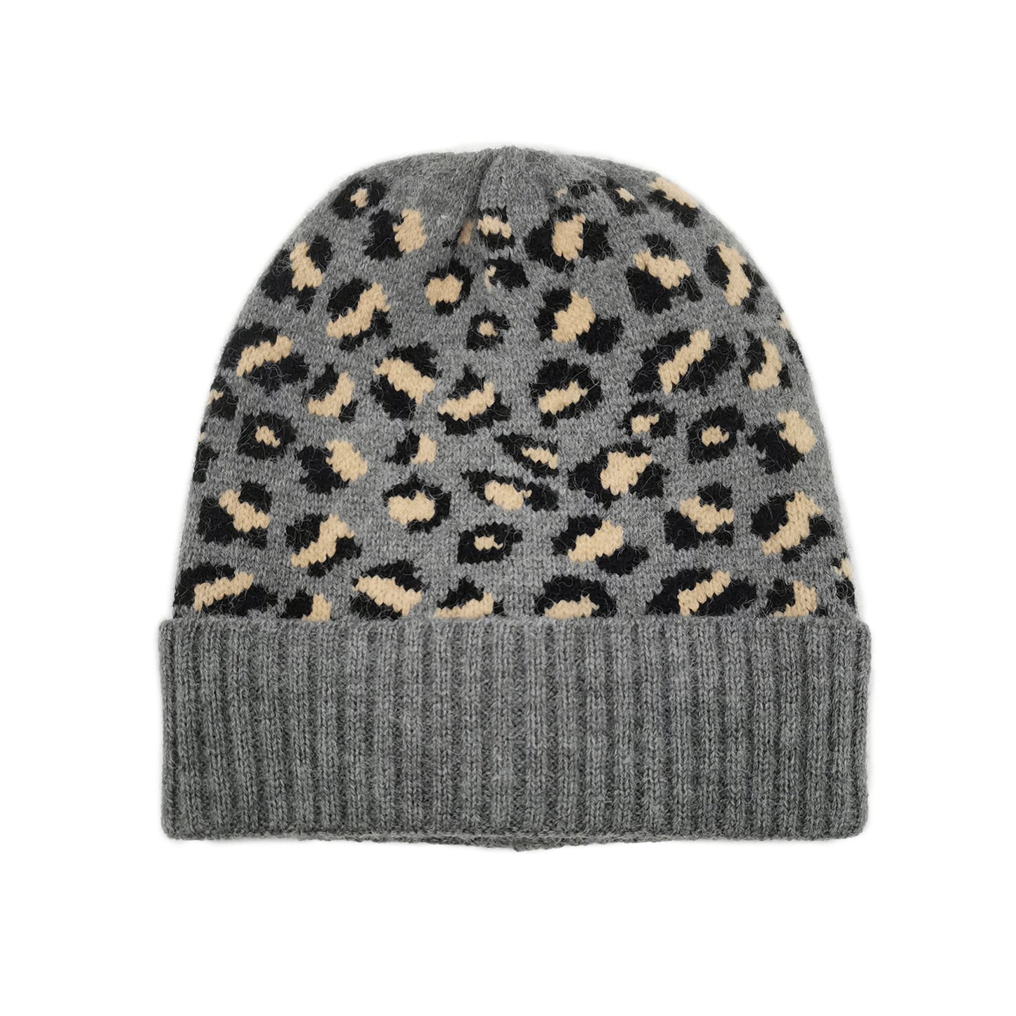 Empire Cove Winter Set Knit Ribbed Leopard Cuff Beanie and Touch Screen Gloves Gift Set