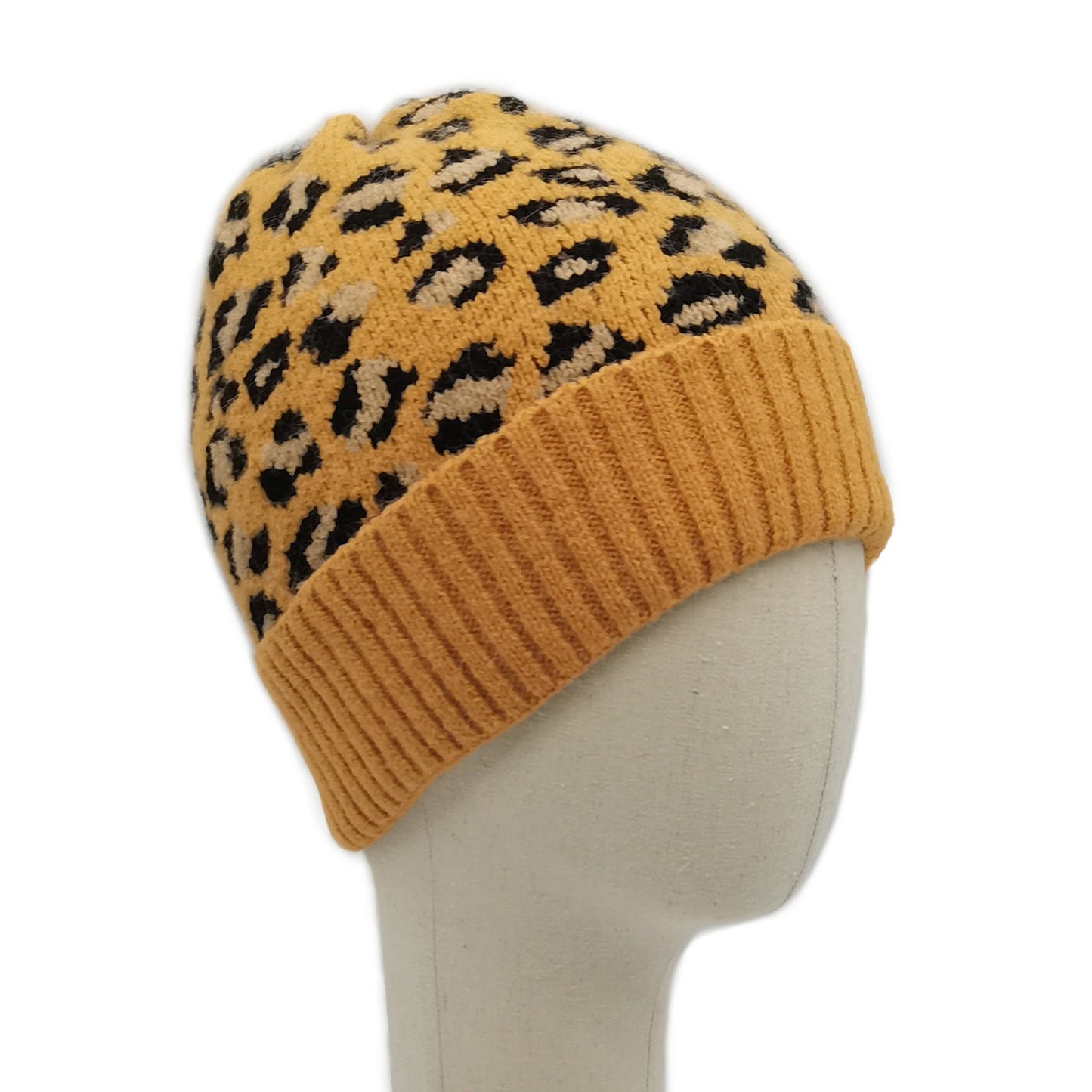 Empire Cove Winter Set Knit Ribbed Leopard Cuff Beanie and Touch Screen Gloves Gift Set